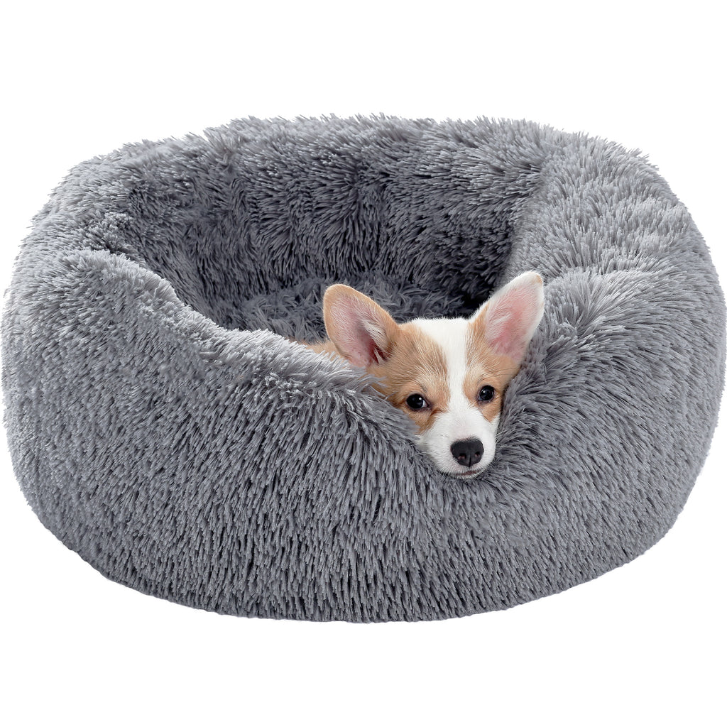 Blush Paws Extra Calming Cozy Round Donut Pet Bed - Anti Anxiety for Cats &  Dogs. Orthopedic, Self-Warming Shag or Lux Fur with Nonslip Bottom, Soft