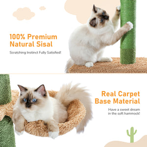 PAWZ Road Tall Cat Tree Cactus Floor to Ceiling Cat Tower 95-108" Sisal Scratching Post for Indoor Cats