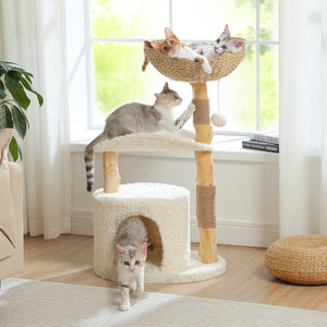 PAWZ Road 38" Modern Wooden White Cat Tree