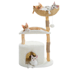 PAWZ Road 38" Modern Wooden White Cat Tree