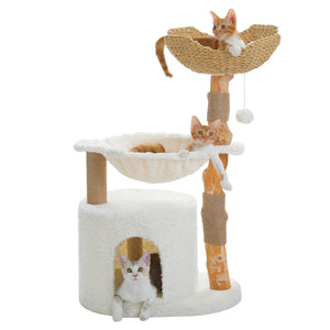 PAWZ Road 38" Modern Wooden White Cat Tree