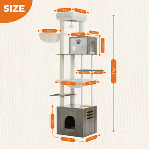 PAWZ Road 75-Inch Modern Wooden Cat Tree