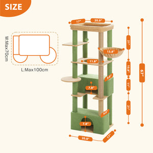 PAWZ Road 66" Cat Tree for Large Indoor Cats