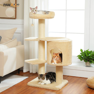 PAWZ Road 50-Inch Cat Tree for Large indoor Cats, Thick Scratching Post, Tall Cat Scratcher Tower