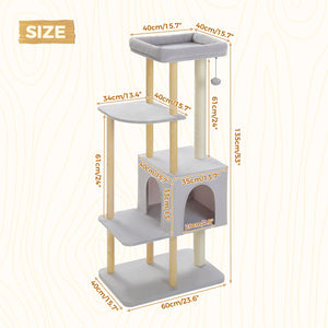 PWAZ Road 53" Modern Wooden Cat Tree