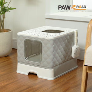 PAWZ Road Enclosed Cat Litter Box Large with Lid Drawer Type Easy to Clean,Gray