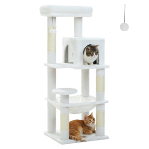 PAWZ Road 45.7" Multi-Level Indoor Cat Climbing Tree(Grey,Beige,Dark Grey)