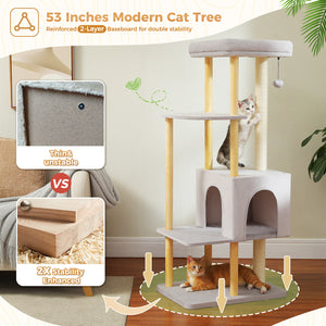 PWAZ Road 53" Modern Wooden Cat Tree