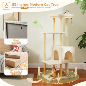 PWAZ Road 53" Modern Wooden Cat Tree