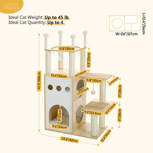 PAWZ Road 42.5" Wooden Cat Tower