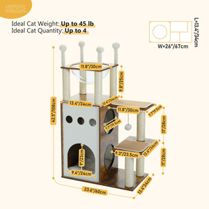 PAWZ Road 42.5" Wooden Cat Tower