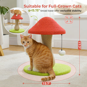 PAWZ Road Mushrooms Cat Scratching Post Sisal Claw Scratcher for Kittens and Small Cats, Red