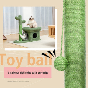 PAWZ Road Cat Tree Tower 27.6" with Cactus Cat Scratching Post for Kittens and Small Cats, Green