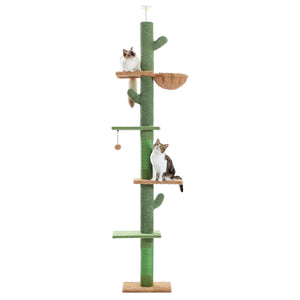 PAWZ Road Tall Cat Tree Cactus Floor to Ceiling Cat Tower 95-108" Sisal Scratching Post for Indoor Cats