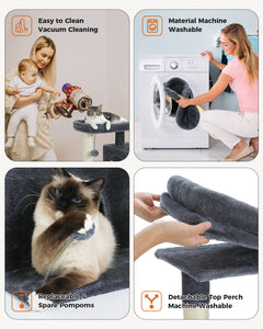 PEQULTI 31,5" Cat Tree Cat Tower com condomínios duplos grandes para gatinhos e gatos de tamanho médio, Drak Grey 