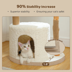 PAWZ Road Modern Cat Tree Natural Branch Cat Tower Luxury Furniture with Scratching Posts, White