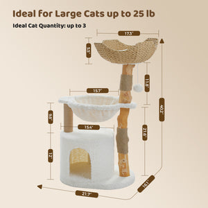 PAWZ Road 38" Modern Wooden White Cat Tree