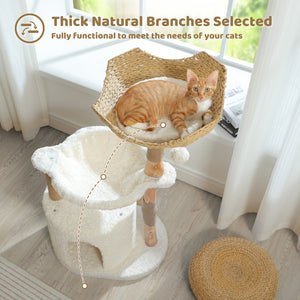 PAWZ Road 38" Modern Wooden White Cat Tree