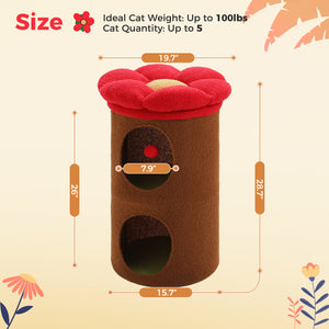 PAWZ Road 15.7-29.5" Flower-Shaped Dome Cylindrical Cat Tree