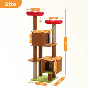 PAWZ Road Flower Cat Tree 52.4" for Indoor Cats