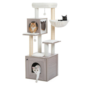 Pawz Road Deluxe Condos Wooden Beige Cat Tower