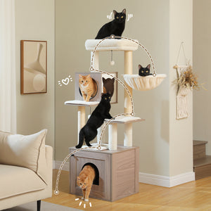 Pawz Road Deluxe Condos Wooden Beige Cat Tower